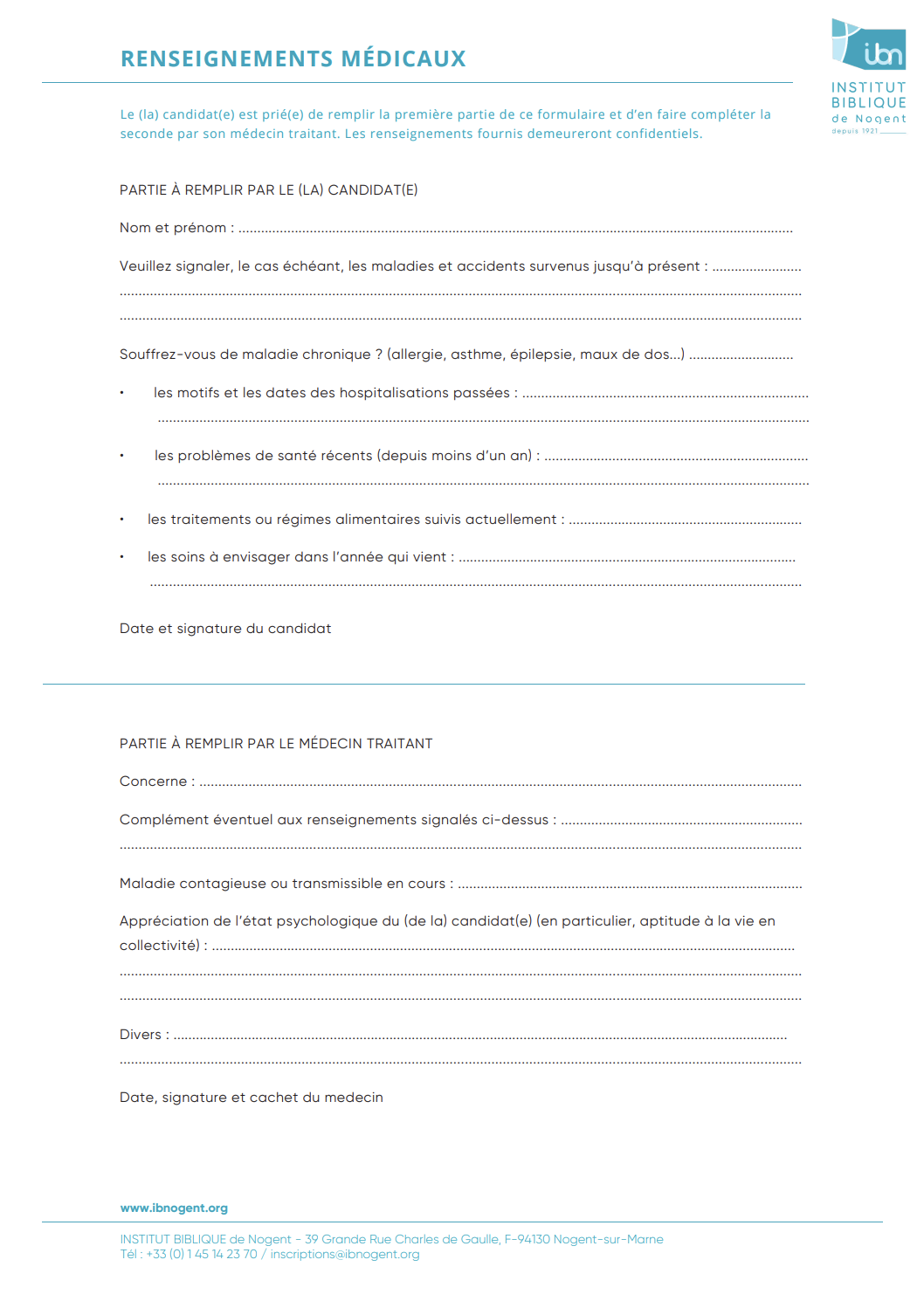 Renseignements médicaux